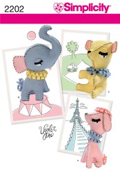 2202 SIMPLICITY 10'' STUFFED FELT DOG, ELEPHANT, BEAR PATTERN UNCUT